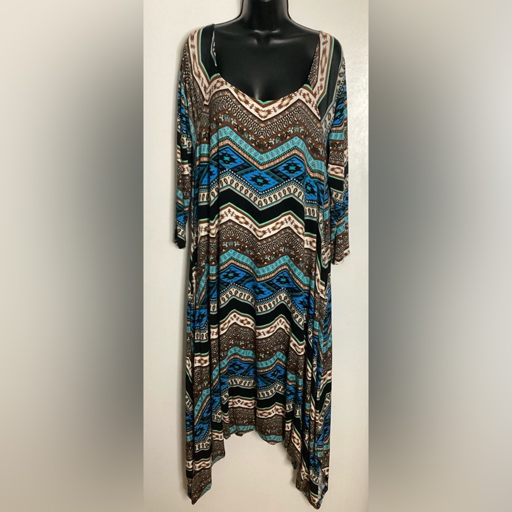 NWOT Canari Blue and Brown Patterned Long Sleeves Romper L/XL